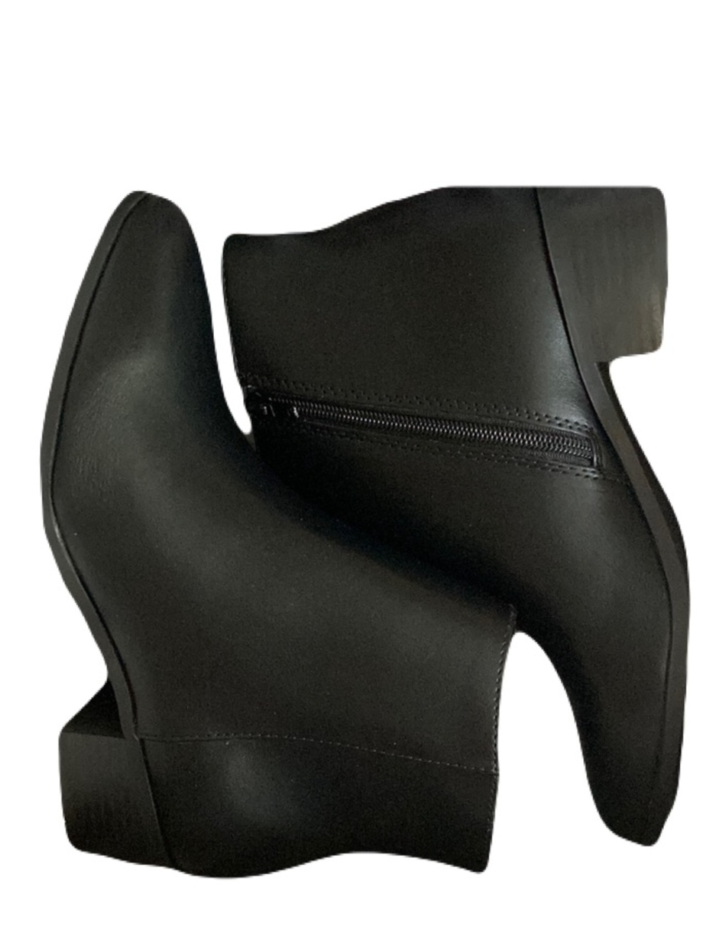SODA Black Ankle Booties Size 7.5 - New In Box Side Zipper Block Heel